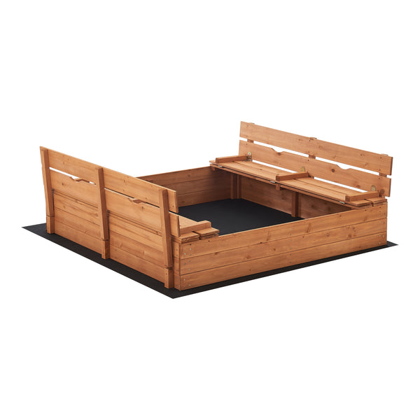 Campillos sandkasse med siddepladser 23,5 x 118 x 114 cm naturtræ [en.casa].