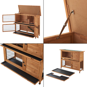 Kaninbur Falkenau indhegning til små dyr 104x122x50cm grantræ [en.casa]