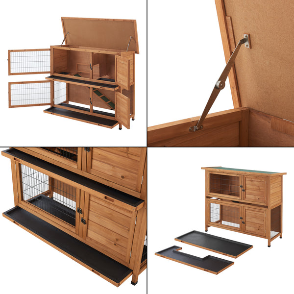 Kaninbur Falkenau indhegning til små dyr 104x122x50cm grantræ [en.casa]