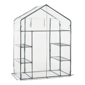 Hoorn drivhus med hylder 140x73x195cm Transparent [en.casa].