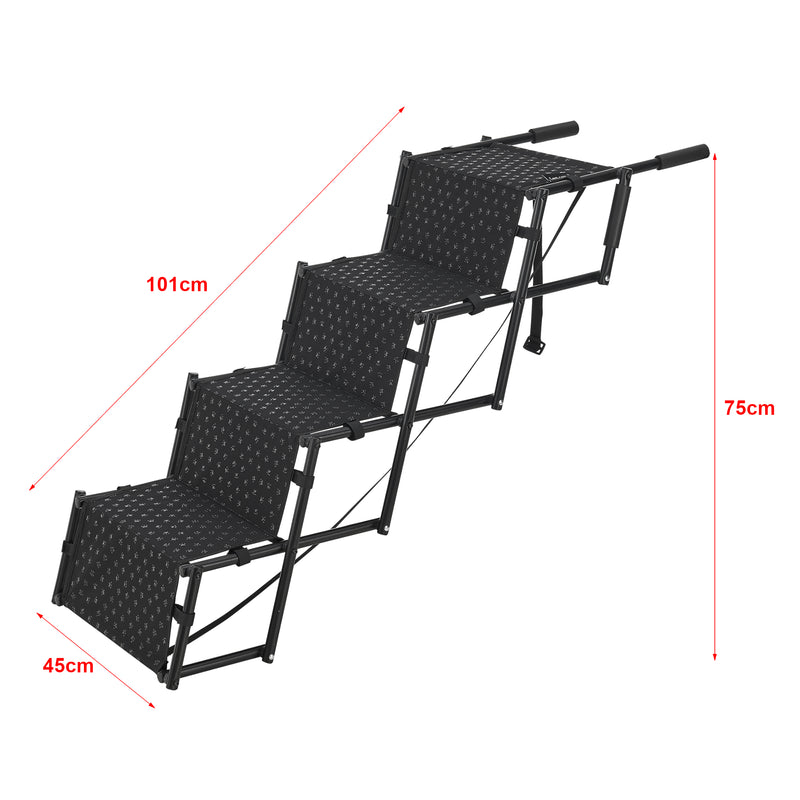 Målskitse Colchester 4-trins hundetrappe op til 55 kg metal/polyester [en.casa].