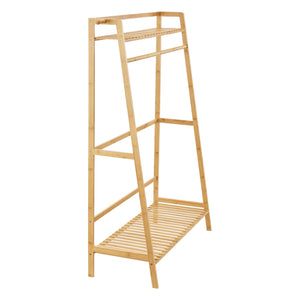 Garderobestativ Föglö 139 x 100 x 40 cm naturlig bambus [en.casa].