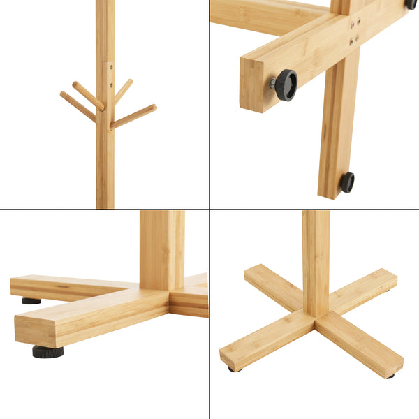 Garderobestativ Jämsä 176 x 38 x 38 cm 12 kroge bambus natur [en.casa].