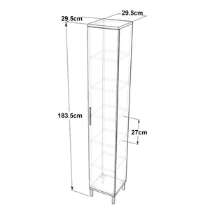 Lieto højskab med 6 opbevaringsrum 183,5 x 29,5 x 29,5 cm grå eg [en.casa].