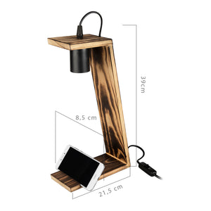 Bordlampe Gillingham E27 massivt træ sort / trælook [lux.pro]