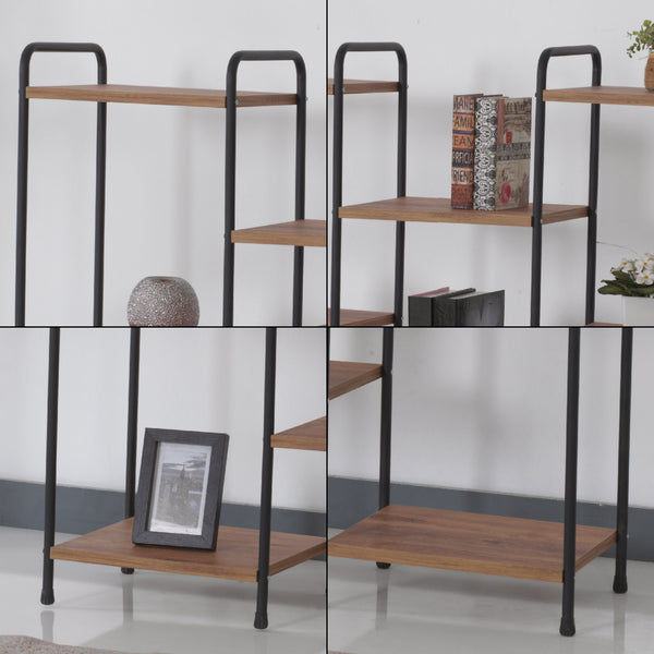 Birkerød stående hylde med 8 hylder 100 x 110 x 30 cm sort/valnød look [en.casa].