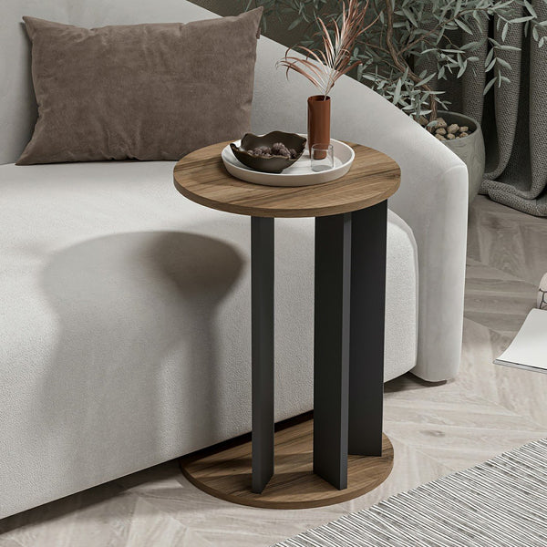 Frederiksberg sidebord 64x34 cm valnøddelook / antracit [en.casa].