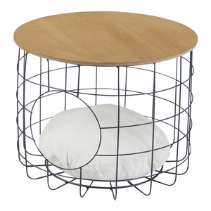 Flettet bordsæt Haapajärvi i et sæt af 2 med kattehule [en.casa].