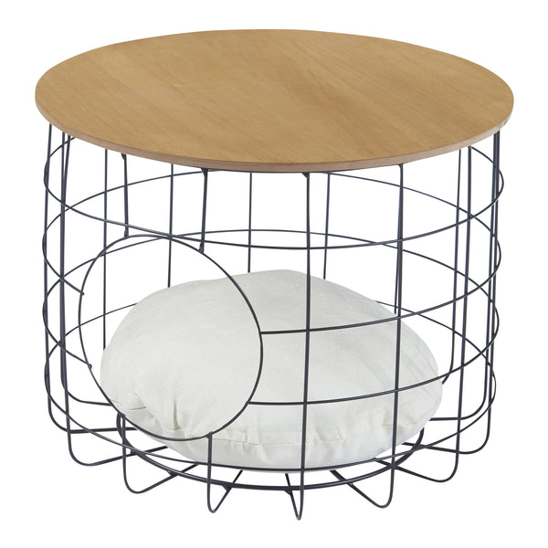 Flettet bordsæt Haapajärvi i et sæt af 2 med kattehule [en.casa].