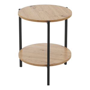Sidebord Kuopio 50xØ40cm sort/trælook [en.casa].
