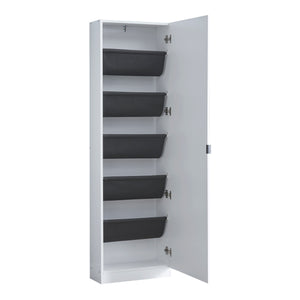 Skoskab Meura 160x48x20cm med spejl i hvid [en.casa].