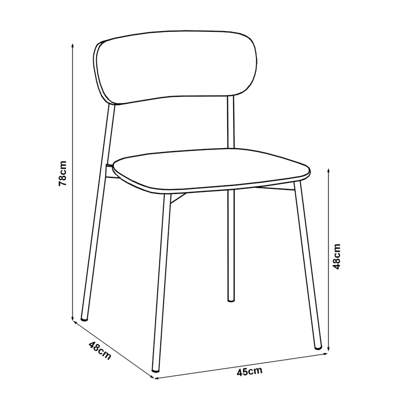Målskitse Spisebordsstol Jyväskylä sæt med 2 stk. 78x45x48 cm Beige [en.casa].