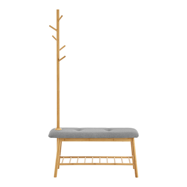Garderobebænk Bygland lavet af bambus 90x34x165cm [en.casa].