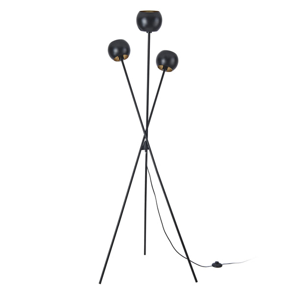 Gulvlampe Nykvarn 3-lys metal sort [lux.pro].