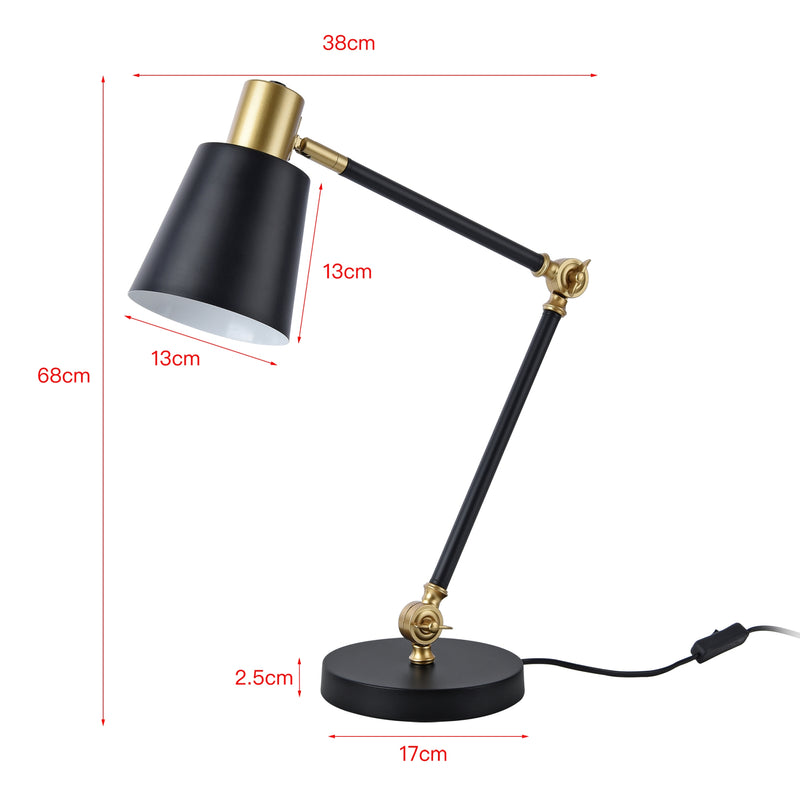 Målskitse Abergele bordlampe sort/guldfarvet [lux.pro].