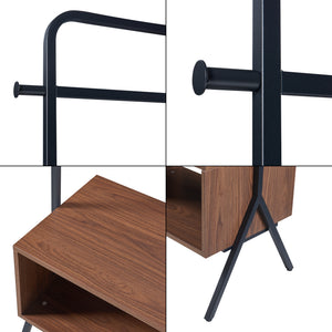 Garderobestativ Averøy 180x74x42cm sort/valnød [en.casa].
