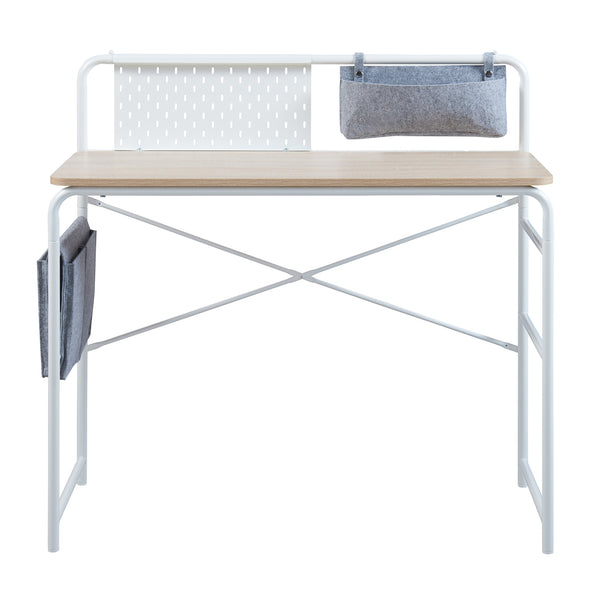 Skrivebord Dyrøy 98x98x46cm hvid/eg [en.casa].