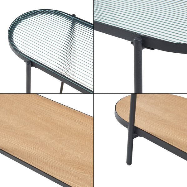 Konsolbord Høyanger 80x80x30cm sort/eg [en.casa].