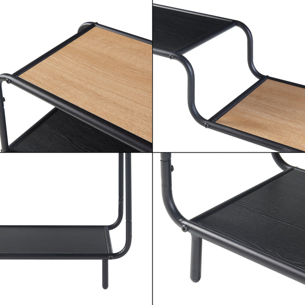 Stående hylde Kristiansand 101x80x30 cm sort/eg-look [en.casa].