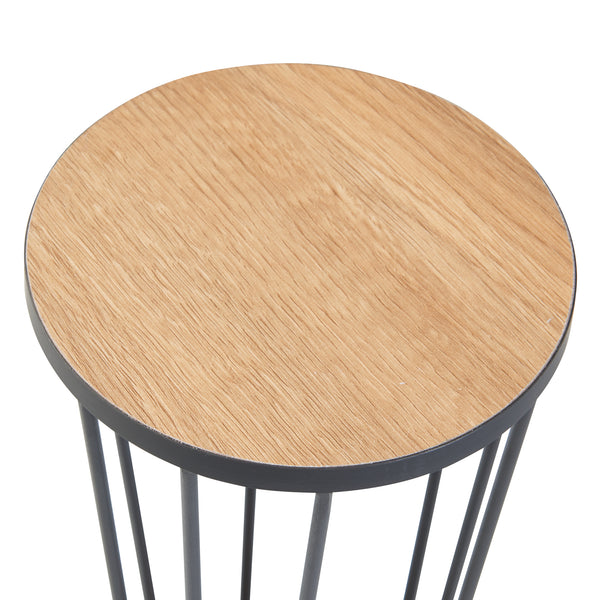 Fossbergom plantestativ med 2 hylder i sort/eg-look [en.casa].