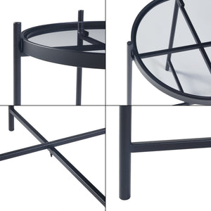 Lier sidebord med sort glasplade [en.casa].
