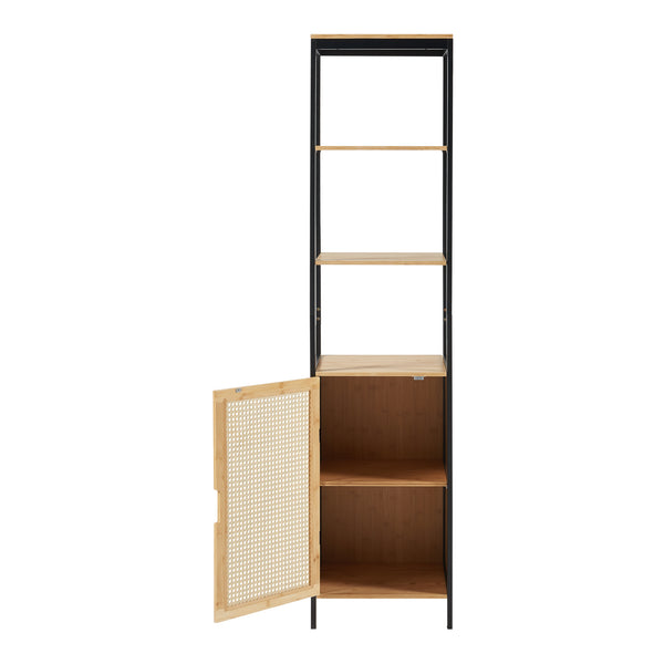 Højt skab Tervola 172x40x35cm Bambus Sort [en.casa]