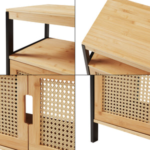 Vaskeskab Tervola 60x60x35 cm Sort/Bambus [en.casa]