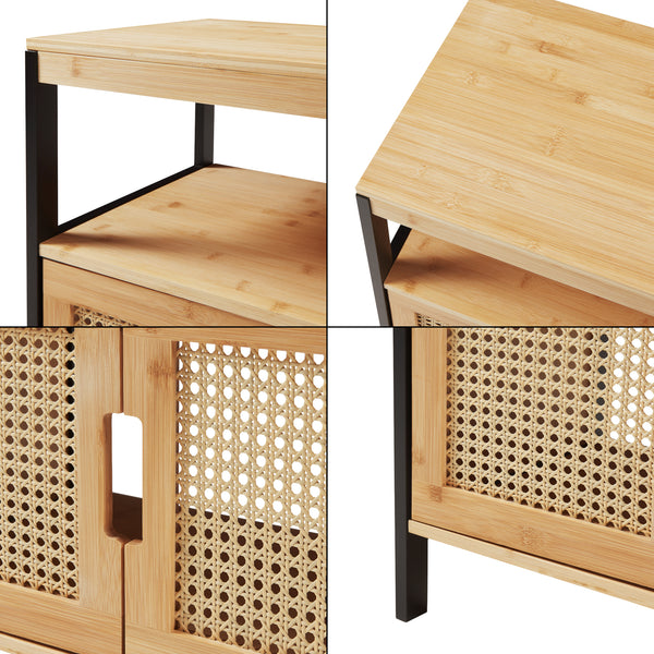 Vaskeskab Tervola 60x60x35 cm Sort/Bambus [en.casa]