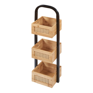 Badeværelseshylde Tervola 73x23x19 cm sort/bambus [en.casa].