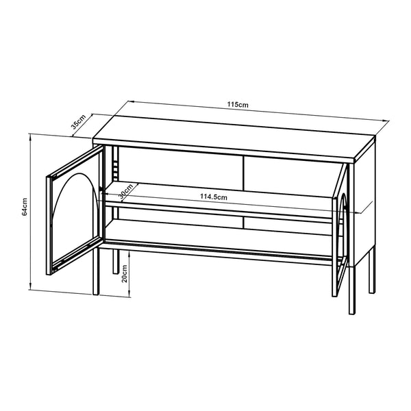 TV-møbel Karlskrona 115x35x64 cm sort, mat [en.casa]