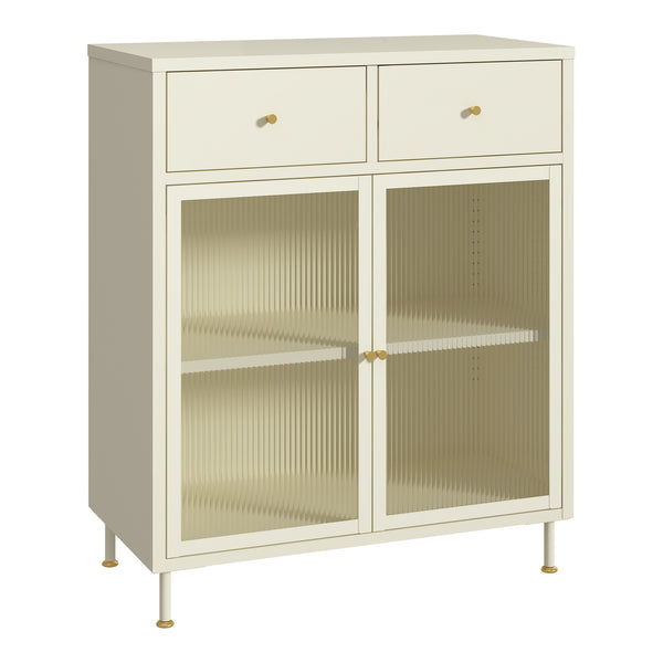 Skænk Lindau stål 97x80x40 cm cremehvid [en.casa]