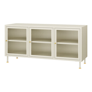 TV-møbel Lindau stål 120x40x59 cm cremehvid [en.casa]