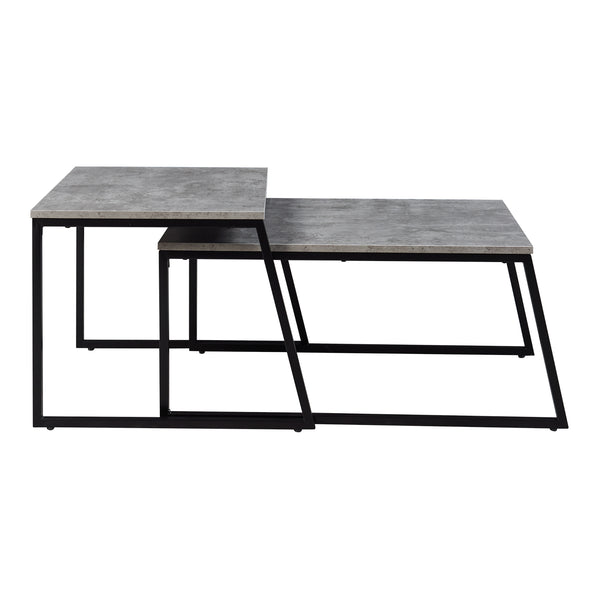 Satbord Hyllestad 2 stk. sæt Sort/Betonlook [en.casa]