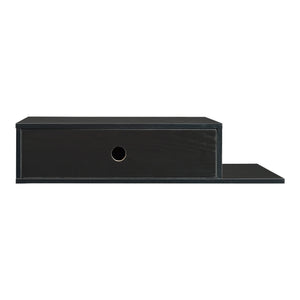 Stor væghylde med skuffe 65x30x15 cm sort [en.casa].