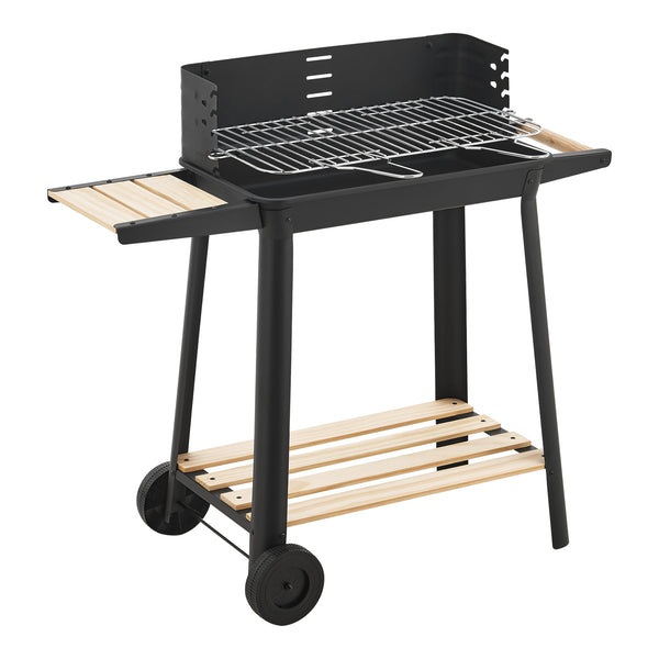 Ari grillvogn 78x86x30cm sort/bambus [casa.pro]