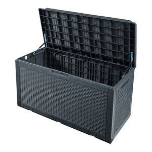 Opbevaringsboks Atella 122x54,5x65cm sort, rattan-look [casa.pro].