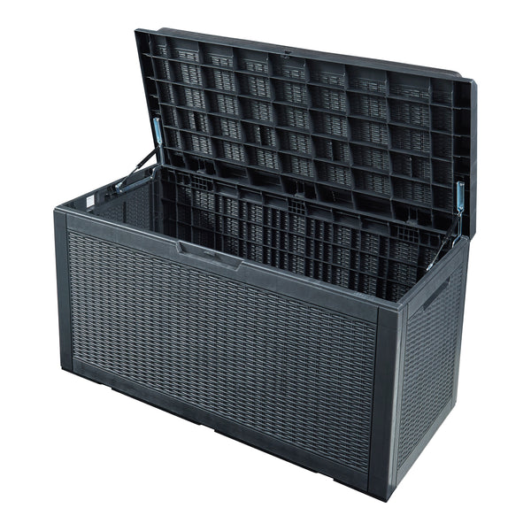 Opbevaringsboks Atella 122x54,5x65cm sort, rattan-look [casa.pro].