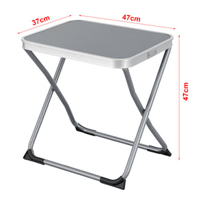 2-i-1 campingstol og bord Barete 47x47x37 cm grå [en.casa]