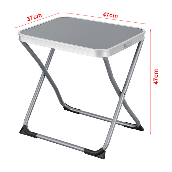 2-i-1 campingstol og bord Barete 47x47x37 cm grå [en.casa]