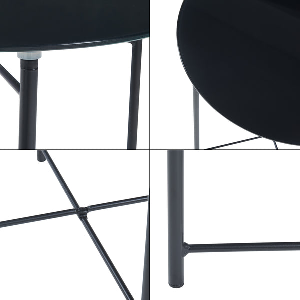 Sidebord Ödeshög med glasplade 45xØ42cm Sort [en.casa]