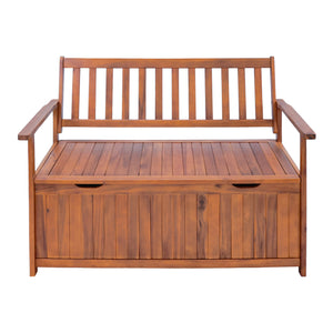 Havestol Avezzano med opbevaringsrum 130x60x88cm Akacie FSC®-certificeret [en.casa]