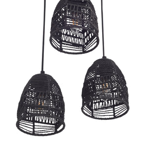 Pendellampe Andover Metall+Rattan Schwarz [lux.pro]