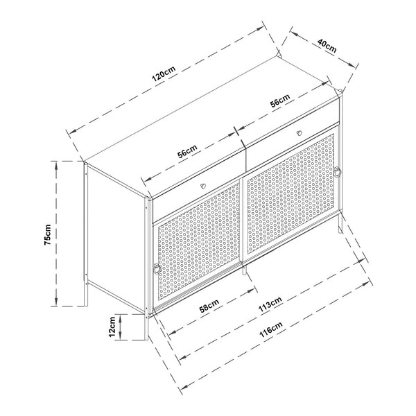 TV-skab Tysnes 120x40x75 cm Eg/Sort [en.casa]