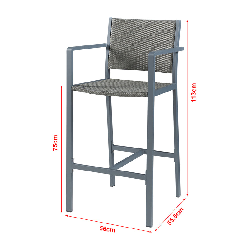 Målskitse Udendørs barstol sæt med 2 Avise aluminium mørkegrå [casa.pro]