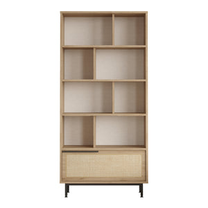 Bogreol Kvænangen 176x84x30 cm Eg-look/Rattan-look [en.casa]