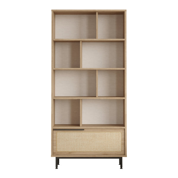 Bogreol Kvænangen 176x84x30 cm Eg-look/Rattan-look [en.casa]
