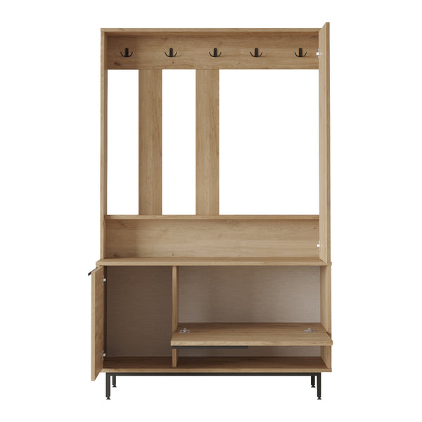 Kompaktgarderobe Kvænangen 78x112x36 cm Eg/Rattanlook [en.casa]