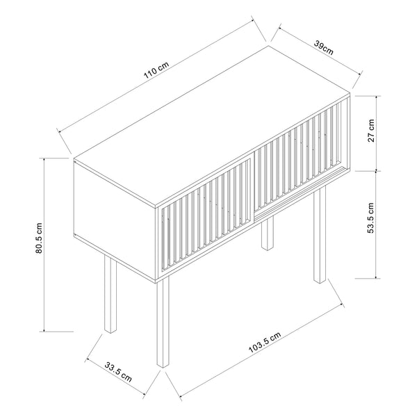 Konsolbord Ypäjä 110x39x81 cm bambus [en.casa].
