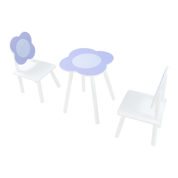 Simrishamn-børnesiddegruppe med blomsterdesign hvid/lilla [en.casa]