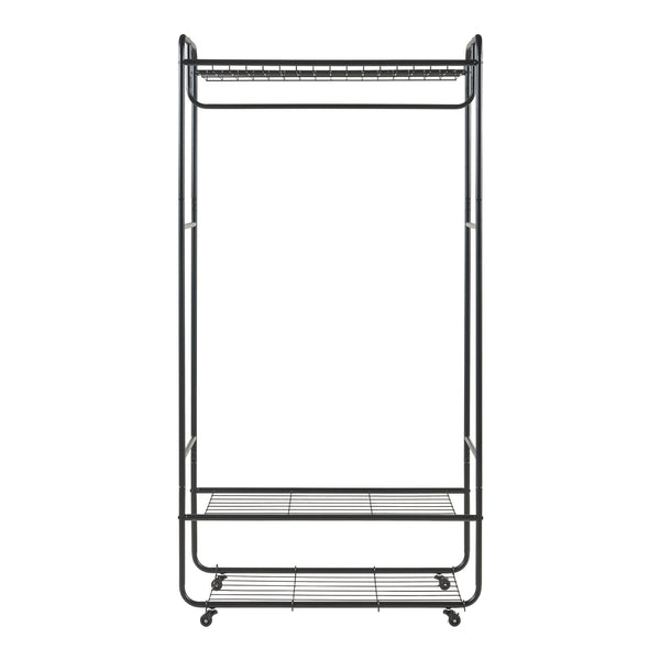 Rullbar garderobestativ Vestvågøy 176x90x40 cm Sort [en.casa]